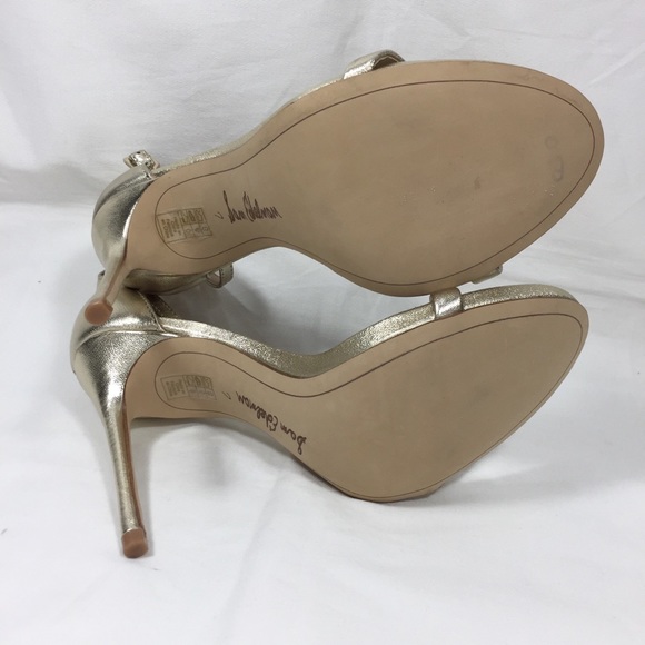 SOLD SAM EDELMAN Nadya Gold Ankle Stiletto Heels - Picture 7 of 8